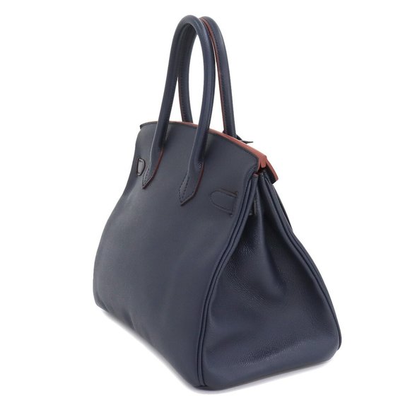 HERMES Birkin 30 Contour Hand Bag Epson Blue Indigo Rouge Ash A Engraved - Picture 3 of 10